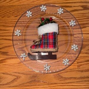 Plaid Holiday Ice Skate Ornament